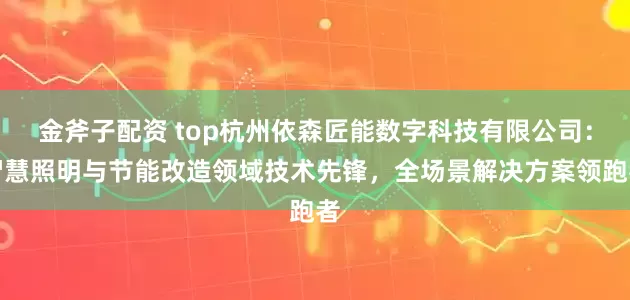 金斧子配资 top杭州依森匠能数字科技有限公司：智慧照明与节能改造领域技术先锋，全场景解决方案领跑者